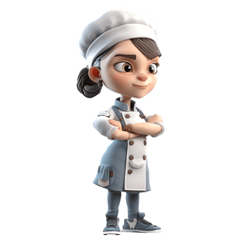 Cute Chef Women with Attitude Confident and Expressive Characters for Culinary Industry Projects PNG Transparent Background