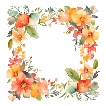 Delicate Floral Wreath with Roses, Peonies and Wildflowers. Hand Drawn Watercolor Design. PNG Transparent Background
