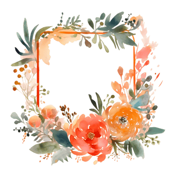 Whimsical Floral Border with Wildflowers and Butterflies. Perfect for Garden and Nature Designs. PNG Transparent Background