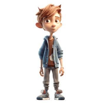 Optimistic 3D Student boy with big dreams on white background PNG Transparent Background