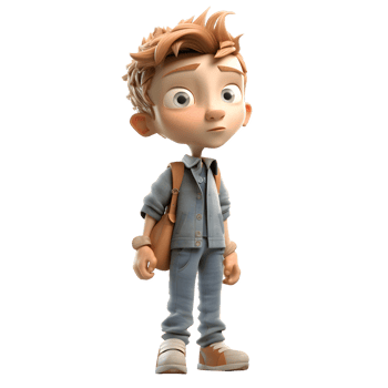 Responsible 3D Student boy with homework on white background PNG Transparent Background