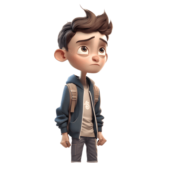 Driven 3D Student boy with passion on white background PNG Transparent Background