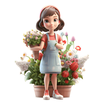 Bold and Daring 3D Florist Women Fearless and Adventurous Models for Alternative and Avant Garde Floral Styles PNG Transparent Background