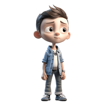 Engaged 3D Student boy with group project on white background PNG Transparent Background