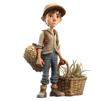 Traditional 3D Farmer with Plow Ideal for Agriculture or Traditional Farming Concepts PNG Transparent Background