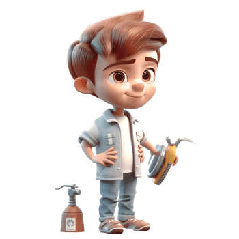 Brave 3d Boy with Cape PNG Transparent Background