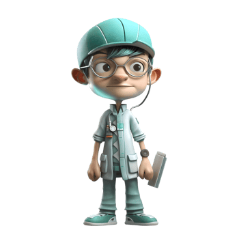 Professional 3D Doctor with Hospital Gown Suitable for Medical Examination or Treatment Projects PNG Transparent Background