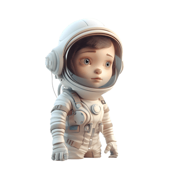 Shooting for the Stars 3D Cute Astronaut Female PNG Transparent Background