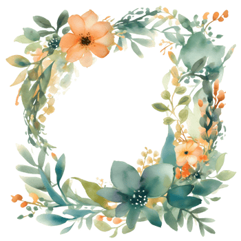 Elegant Invitation with Watercolor Floral Frame and Calligraphy Text. PNG Transparent Background