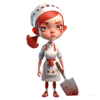 3D Butcher Cute Girl with Ground Meat Ideal for Butchery or Meat Packing Projects PNG Transparent Background
