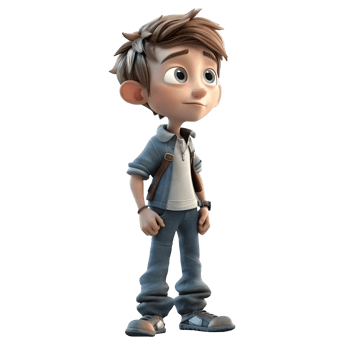 Outgoing 3D Student boy with social skills on white background PNG Transparent Background