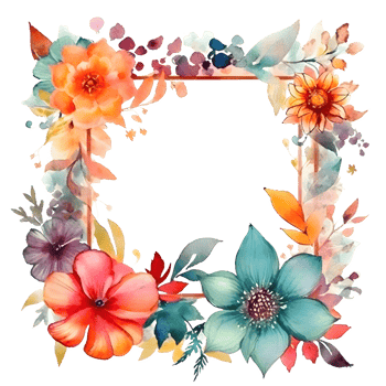 Rustic Floral Frame with Wildflowers and Eucalyptus Leaves. Perfect for Country Chic Weddings. PNG Transparent Background