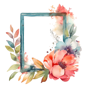 Hand Painted Floral Border with Blush Pink and Peach Flowers. Romantic and Dreamy Design. PNG Transparent Background