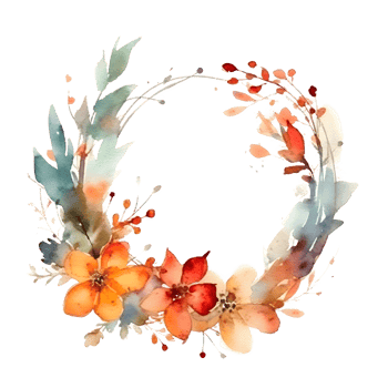 Colorful Watercolor Floral Border with Blooming Flowers and Leaves. Perfect for Birthday Invitations. PNG Transparent Background