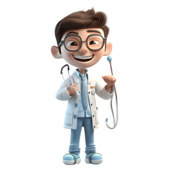 Serious 3D Dentist with Mouth Mirror Ideal for Dental Examination or Diagnosis Concepts PNG Transparent Background
