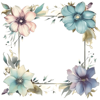Whimsical Floral Border with Wildflowers and Butterflies. Perfect for Garden and Nature Designs. PNG Transparent Background