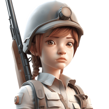 Camouflage Cutie A 3D Cute Girl Army Character with Gun PNG Transparent Background