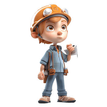 Professional 3D Engineer with Hard Hat Great for Architecture or Engineering Services PNG Transparent Background