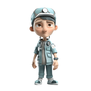 Creative 3D Doctor with Wheelchair Great for Rehabilitation or Mobility Related Designs PNG Transparent Background