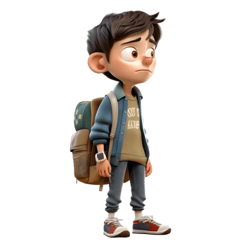 Wise 3D Student boy with critical thinking on white background PNG Transparent Background