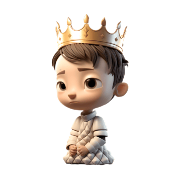 Enigmatic 3D Boy King for Esoteric or Mystical Themed s PNG Transparent Background