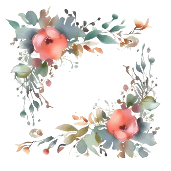 Elegant botanical invitation with delicate roses and greenery PNG Transparent Background