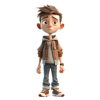 Adaptable 3D Student boy with flexibility on white background PNG Transparent Background