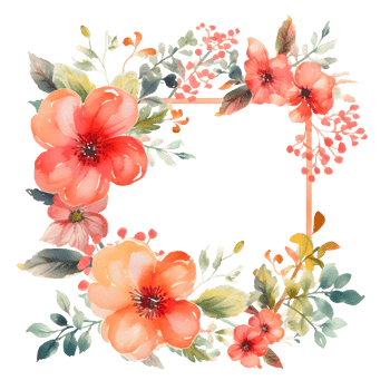 Rustic floral frame with wildflowers and greenery PNG Transparent Background