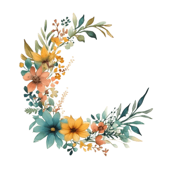 Modern botanical invitation with bold typography and colorful flowers PNG Transparent Background