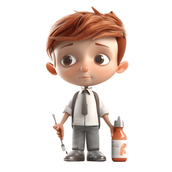 Imaginative 3d Boy with Paintbrush PNG Transparent Background
