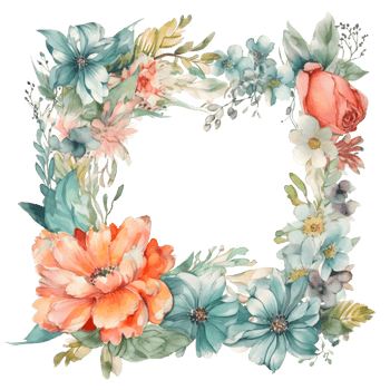 Elegant watercolor floral wreath with delicate greenery PNG Transparent Background