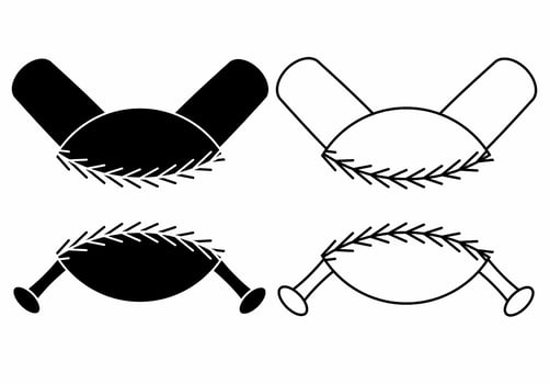 black white baseball logo set isolated on white background vector