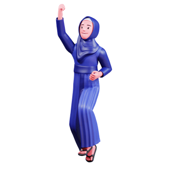 3D Character Muslim Female with blue clothes png