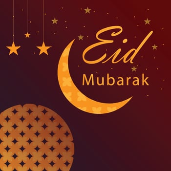 Eid mubarak greeting banner template design, Eid Mubarak Greeting Card, Islamic Illustration background vector design with beautiful moon, Eid Mubarak Lantern Background Free Vector.