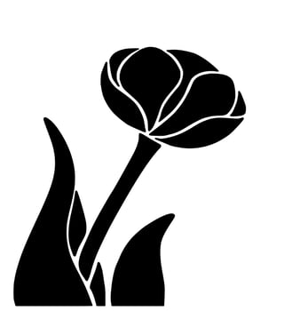 Tulip silhouette isolated on white background. Vector illustartion