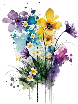 Spring flower watercolor, png