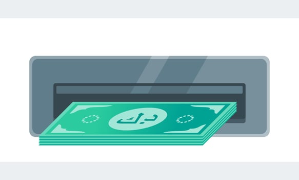 Withdraw Kuwaiti Dinar Money from ATM Illustration vector