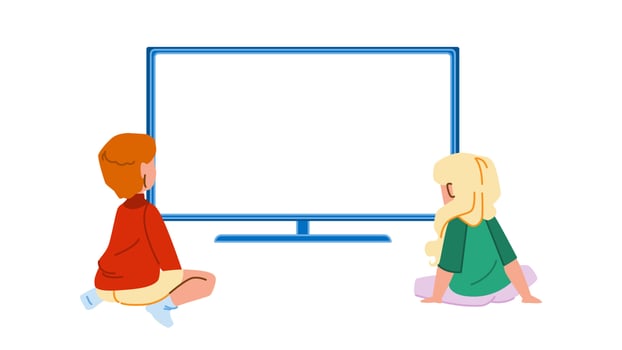 kid watching tv vector