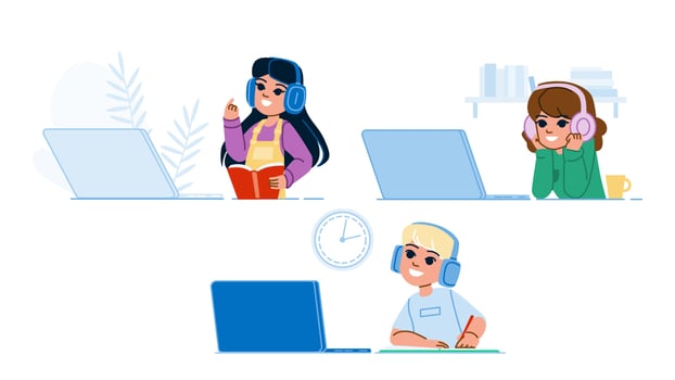 kid online learning vector