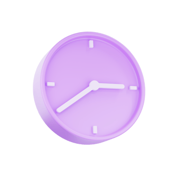 3d render purple pastel color alarm clock, 3D Circle clock icon png
