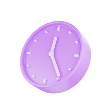 3d render purple pastel color alarm clock, 3D Circle clock icon png