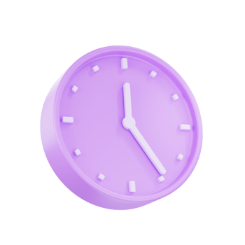 3d render purple pastel color alarm clock, 3D Circle clock icon png