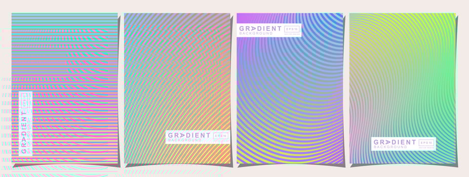 Set of cover design template with different modern abstract lines gradient style on background for decorative presentation, brochure, catalog, poster, book, magazine etc, vector illustration