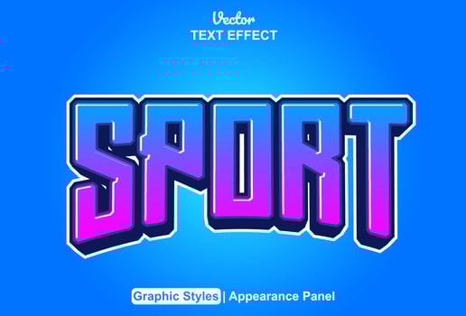 sport text effect with blue color graphic style and editable. vector