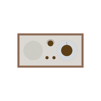 vintage tabletop radio flat design vector illustration. table top radio illustration isolated on white background