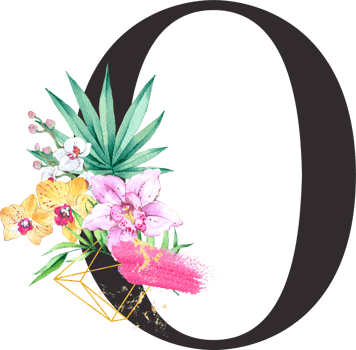 Alphabet and number Orchid flower watercolor wedding letter png