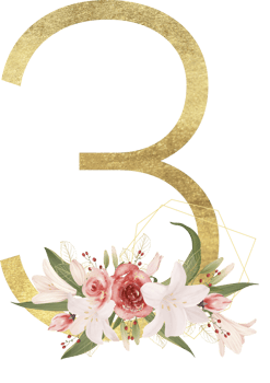 Alphabet and numbers gold watercolor, Wedding flower letter png
