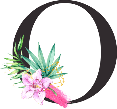 Alphabet and number Orchid flower watercolor wedding letter png