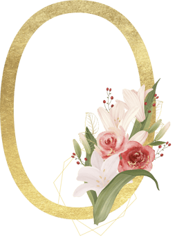 Alphabet and number gold watercolor, Wedding flower letter png