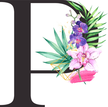 Alphabet and number Orchid flower watercolor wedding letter png
